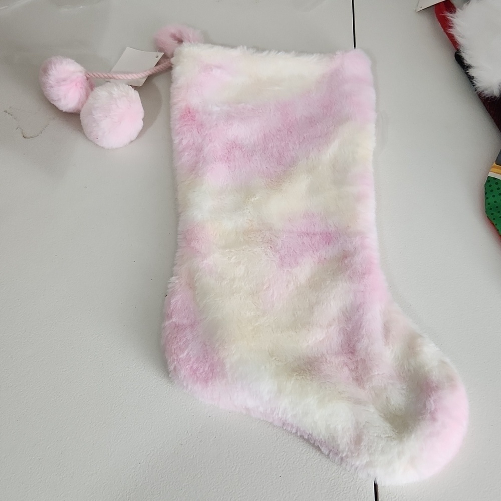 Christmas Stocking Pink Off White